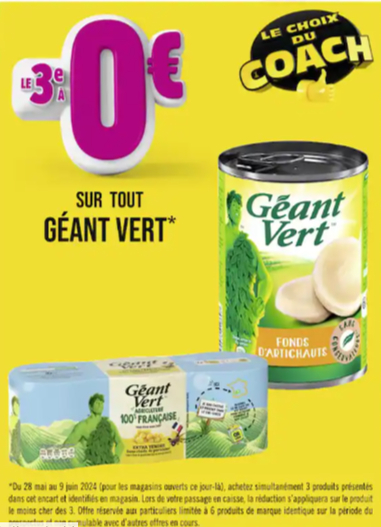 Géant Vert (2 achetés + 1 offert) chez Géant Casino – Promomania